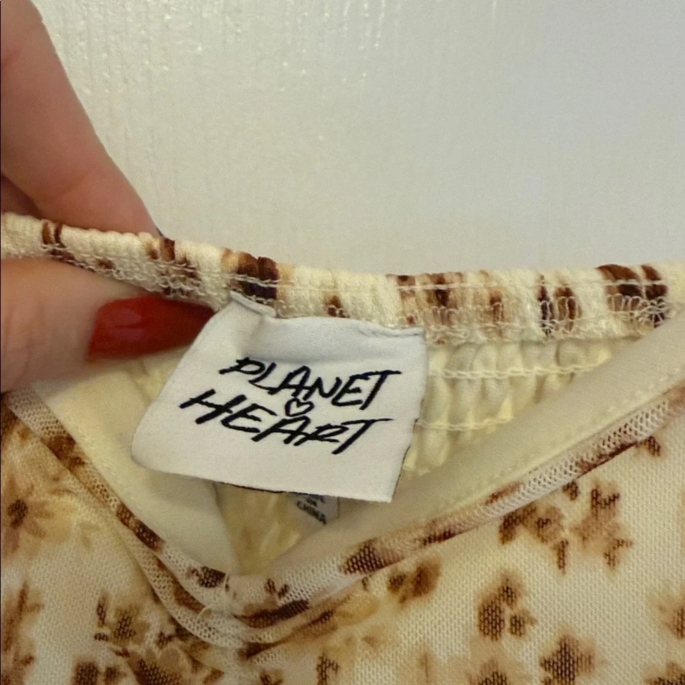 Floral Cream and Brown Women's Dress - Picture 5 of 5